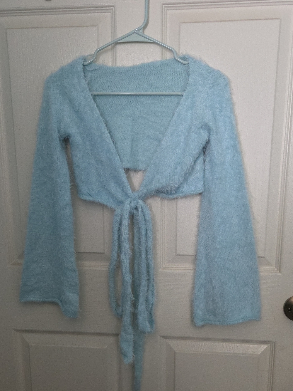 Dolls Kill Fluffy Light Blue Crop Top